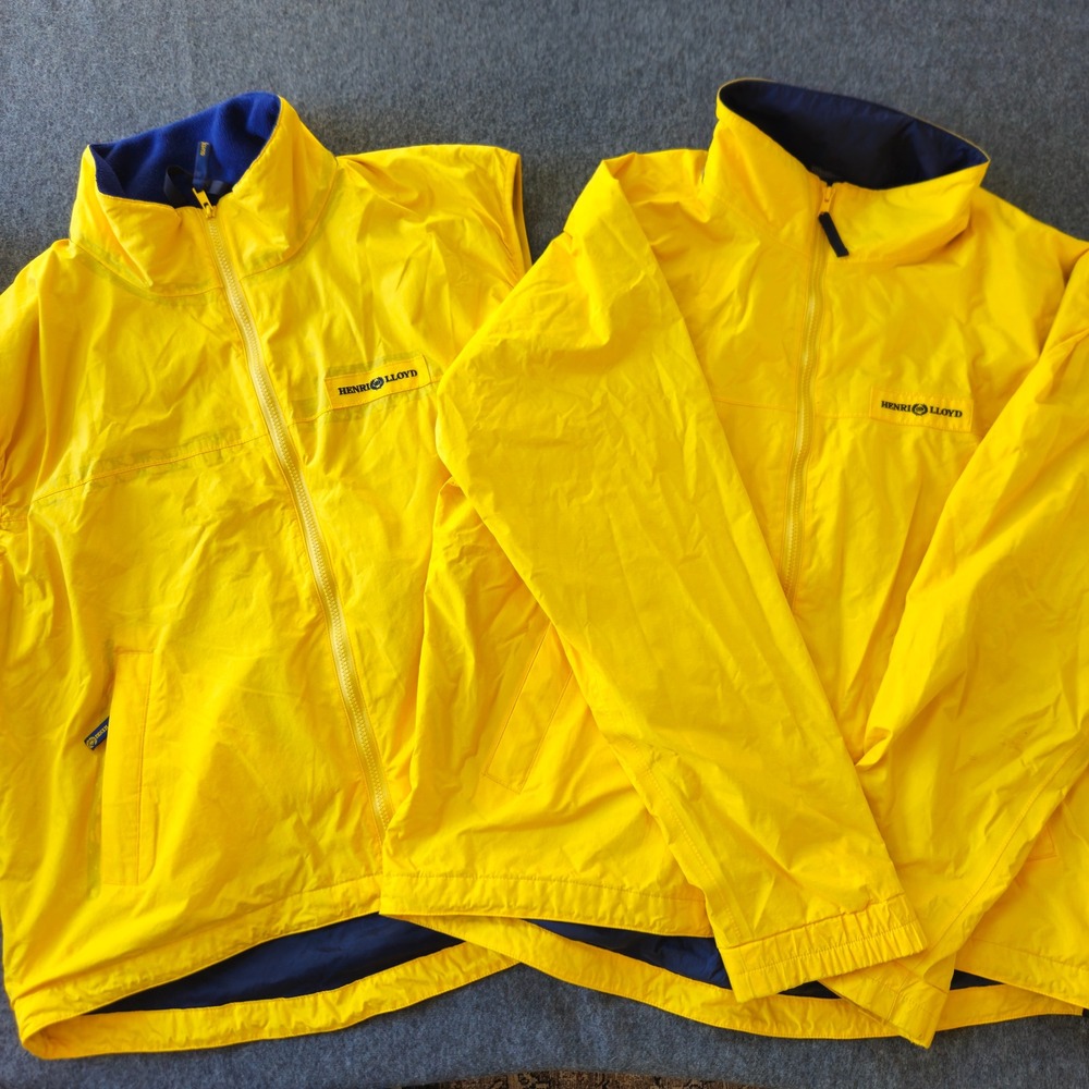 Lot of Henri Lloyd Yellow Sailing Windbreaker Jacket and Vest Sz Large Nautical